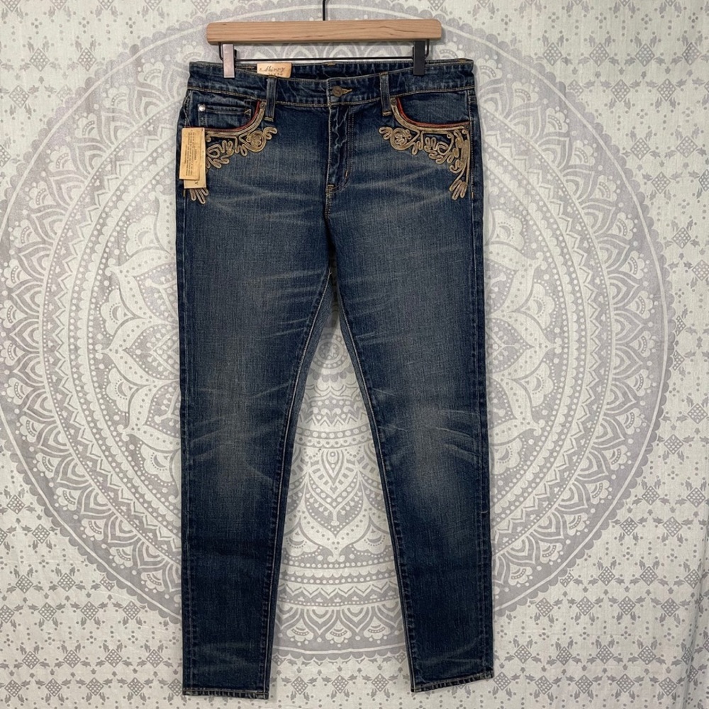 Nwt $198 Ralph Lauren Denim & Supply Metallic Embellished Skinny Jeans 31 x 32